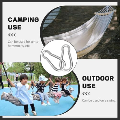 Heavy Duty Spring Snap Hook Carabiners, Galvanized Steel Quick Links, Spring Clips in Black & Silver, Multiple Sizes: 1.6Inch/2Inch/2.4Inch/3Inch/4Inch, for Swing Hammock Camping Keychain Outdoor - size: M8-100PCS, style: Silver