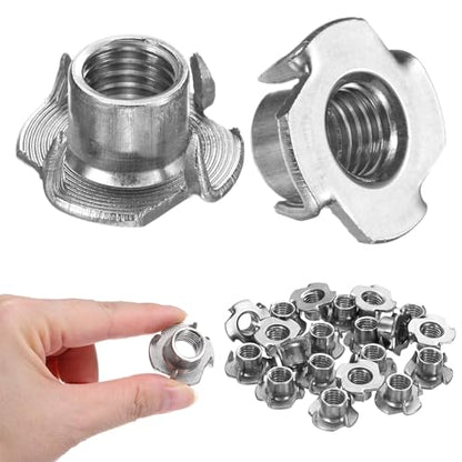 M METERXITY 20-Pack M12x13mm T-nut, 4-Pronged Tee Nut Threaded Insert | Stainless Steel, for Wood, Rock Climbing Holds, Furniture, Corrosion Resistant Fasteners - size: M12x13mm
