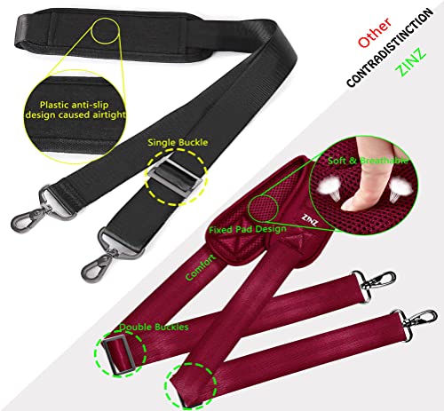 ZINZ Shoulder Strap 58" Ultra-Thick Fixed Padded and Adjustable Buckles Crossbody Strap for Briefcase Laptop Bag Luggage - color: Red