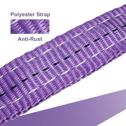 Pindex 5ft 3t Chain Sling for Lifting, 6610lbs Polyester Strap Lifting Sling Chain Hoist with G80 Alloy Steel 4 Legs Grab Hook and Adjuster, Adjustable Length and Angle for Safe Towing - size: 5Ft 3T Polyester