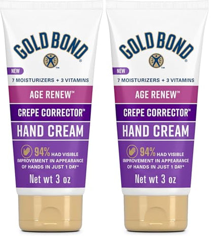 Gold Bond Age Renew Crepe Corrector Hand Cream, Replenishing & Smoothing Formula, 3 oz. (Pack of 2) - size: 3 Ounce (Pack of 2)