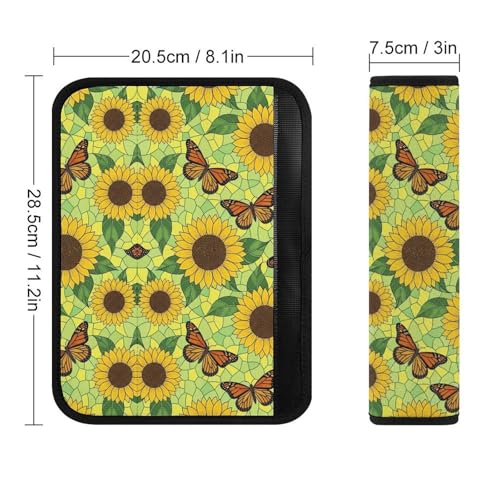 2 Pack Sunflowers Monarch Butterfly Seat Belt Shoulder Pad Universal Soft and Comfortable Shoulder Protector for Kids, Most Cars, Pressure Relief - color: Pattern 1238