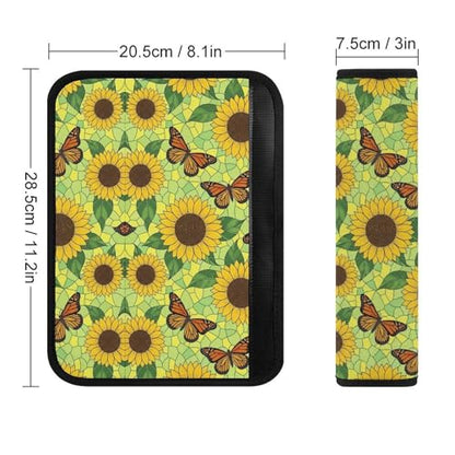 2 Pack Sunflowers Monarch Butterfly Seat Belt Shoulder Pad Universal Soft and Comfortable Shoulder Protector for Kids, Most Cars, Pressure Relief - color: Pattern 1238