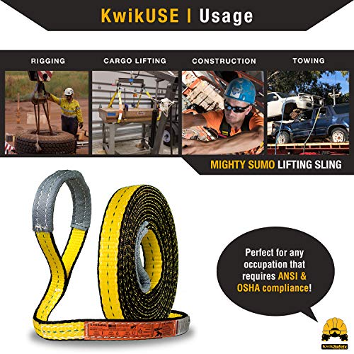KwikSafety - Charlotte, NC - Mighty Sumo 1”x 30’ Poly Web Sling Lifting Strap Construction ASME OSHA / 3200lbs Vertical 2550lbs Choker 6400lbs Basket/Rigging Moving Towing Hoisting Gear - size: 1"x30' | 3200 lbs