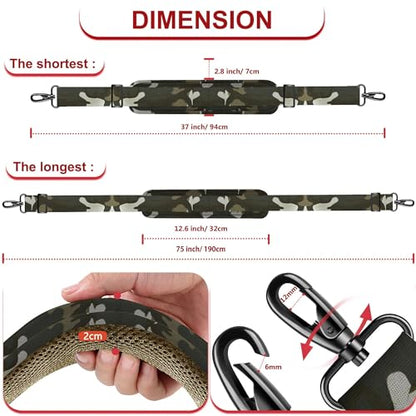 ZINZ 75" Shoulder Strap with Fixed Pad and Dual Balanced Buckles，Camouflage Green - color: Camouflage Green
