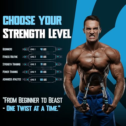 Twister Arm Trainer for Men & Women – Adjustable Chest Expander & Arm Strength Trainer, Home Gym Equipment for Body Workout, Chest Trainer with 2 Springs, Finger Stretcher & Workout Gloves - size: 40/100