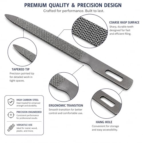 5 Inch Stainless Steel Triple Cut Nail File for Fingernails, Toenails, Scraping, Strengthening, Three (3) Pack