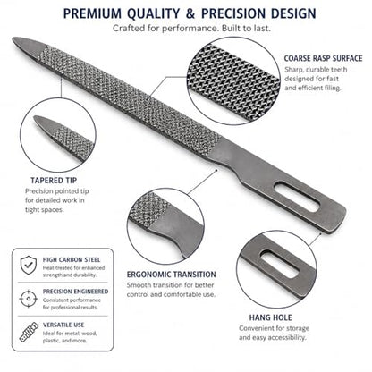 5 Inch Stainless Steel Triple Cut Nail File for Fingernails, Toenails, Scraping, Strengthening, Three (3) Pack