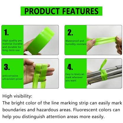 2 Pack Green Flagging Tape, Non-Adhesive, 1"*294ft | Plastic Ribbon Neon Marking Roll, Marking Tape for Tree Marking, Hunting, Boundaries and Hazardous Areas,Trail Marking - color: Green-2pcs