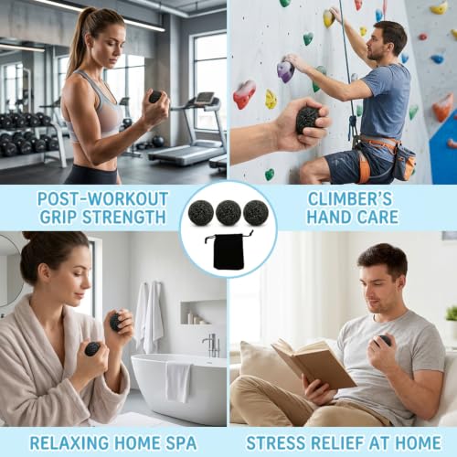2Pcs Callus Ball Set, Callus Ball for Hand with Drawstring Pouch, Rock Climbing Hand Grip Trainer for Sports Enthusiasts