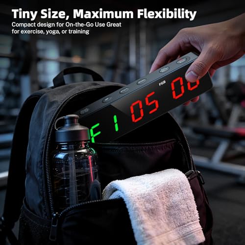 Portable Workout Timer, Workout Clock for Home Gym Garage Boxing, Gym Timer Clock with Strong Magnet, Powerful Battery, Adjustable Brightness for Fitness Enthusiasts Coaches