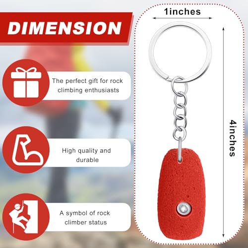 Wonderjune Rock Climbing Keychain Valentine's Birthday Gift Climbing Accessories for Climbers Friends Women Men Hiking Lover - color: Red