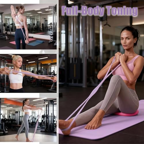 Figure 8 Resistance Band for Women, 8 Shaped Resistance Bands with Handles, Shoulder Back Arm Bands for Workout - color: purple