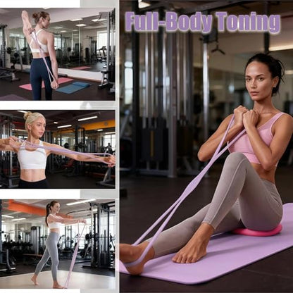 Figure 8 Resistance Band for Women, 8 Shaped Resistance Bands with Handles, Shoulder Back Arm Bands for Workout - color: purple