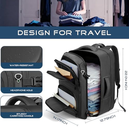 Travel Backpack, Extra Large Travel Backpack, TSA 18.4 inch Laptop Bag Flight Approved, Lightweight Business Luggage Bag, Gifts for Men Women, Black - color: Black, size: 18.4 Inches