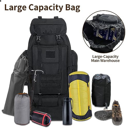 Hiking Backpack, 100L Large Camping Backpack, Expandable Waterproof MOLLE Rucksack, Outdoor Sport Travel Daypack Military Tactical Back pack for Men Women (Black) - color: 100l Black