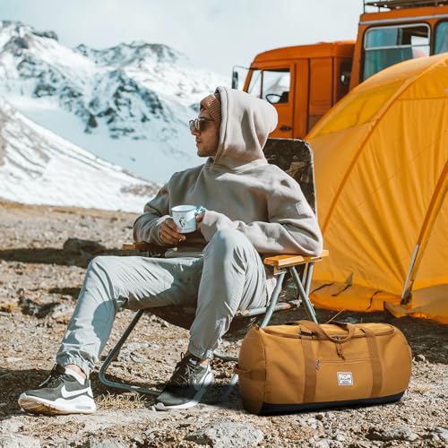 Lyweem Travel Duffle Bag for Men 60L Medium Lightweight Sports Gym Bag Traveling Duffel Backpack for Women Weekender Overnight Bags with Shoes Compartment, Brown - color: Brown