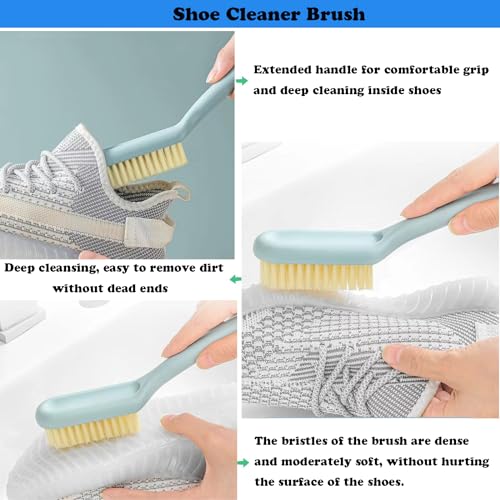 2Pack Shoe Cleaning Brush -Sneaker Shoe Cleaner Brush-Soft Bristle Cleaning Shoes Scrubber-Long Handle Shoe Scrubbing Brush-White Sneaker Cleaner Brush-Shoe Brushes for Cleaning - color: White