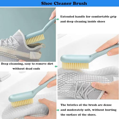 2Pack Shoe Cleaning Brush -Sneaker Shoe Cleaner Brush-Soft Bristle Cleaning Shoes Scrubber-Long Handle Shoe Scrubbing Brush-White Sneaker Cleaner Brush-Shoe Brushes for Cleaning - color: White