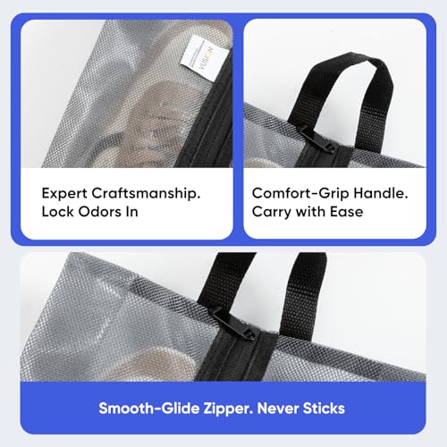 VUSIGN Travel Shoe Bag, Water-Resistant Shoe Pouch for Gym and Sport, Odor-Resistant Soccer Cleats Bag (Gray, 4-Pack) - size: Standard Size, style: 4 Pc