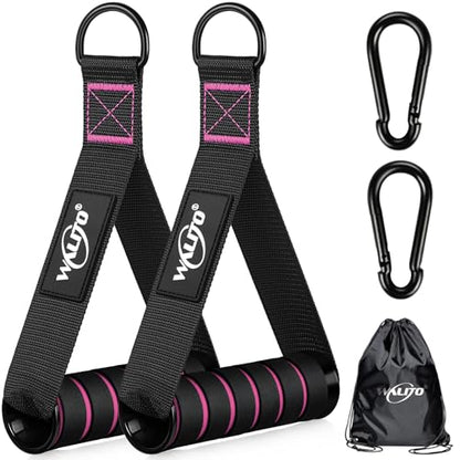 Exercise Handles, Cable Machine Handles for Gym Cable Attachments Training | 2 Pack Heavy Duty Handle with Non Slip Grip for Cable Machines, Pull Down Workouts, Resistance Bands and Home Gym Equipment - color: Black-Pink