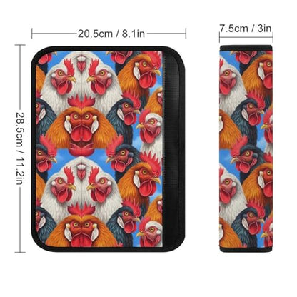 Soft Padded Seat Belt Cover for Girls and Boys, Stroller Pushchair High Chair, 2 Piece Roosters Animals Funny Chicken Shoulder Protector Anti-Slip Pad - color: Pattern 373
