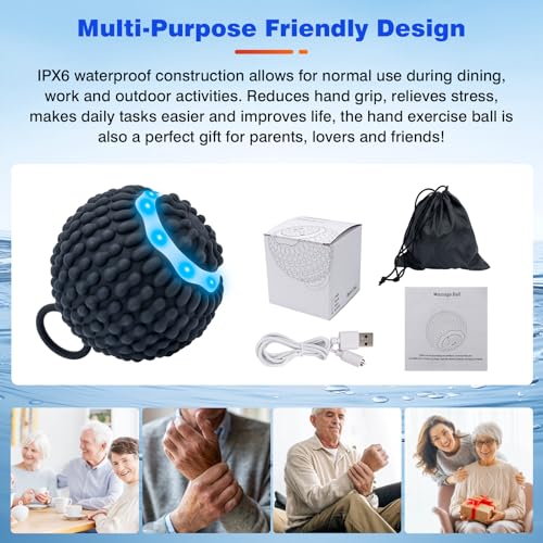 Yitrust 4 Speed Vibrating Massage Ball Rechargeable Vibration Therapy Ball for Hand Tremor & Parkinson's Support - Physical Therapy Massage Device Elderly-Friendly Design