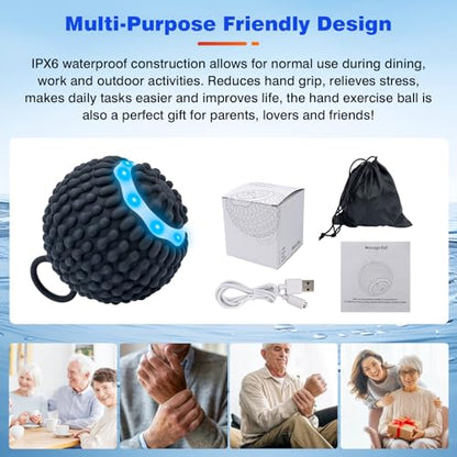 Yitrust 4 Speed Vibrating Massage Ball Rechargeable Vibration Therapy Ball for Hand Tremor & Parkinson's Support - Physical Therapy Massage Device Elderly-Friendly Design
