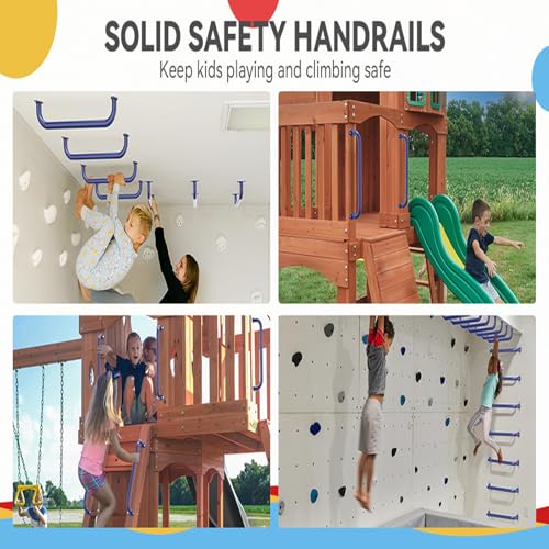 17.3 Inch Playground Handles Monkey Bars Indoor | Metal Grab Handle Hand Grips for Treehouse (Dark Blue, 6 Pack) - color: Dark Blue