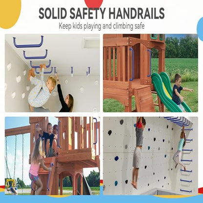 17.3 Inch Playground Handles Monkey Bars Indoor | Metal Grab Handle Hand Grips for Treehouse (Dark Blue, 6 Pack) - color: Dark Blue