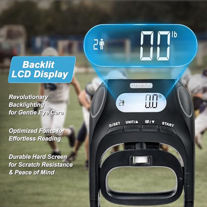 Handeful Digital Grip Strength Tester, 397 lb Hand Dynamometer, Black | 397 lb Capacity; 0.2 lb Increments; 19 Memory Records; Adjustable Handle; Memory Tracking; For Sport and Rehab