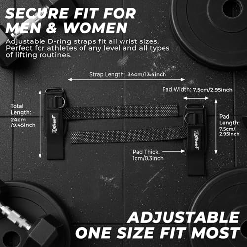 Weight Lifting Straps with Cuffed D Ring,Heavy Duty Thyick Comfortable Lifting Straps, Secure Fit, Enhanced Grip, Straps for Weightlifting & Gym Training - color: Black