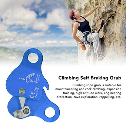 Kadimendium Climbing Rope Grab Stopper Aluminum Alloy Self Locking Grip Clamp for Cave Exploration (Blue) - color: Blue