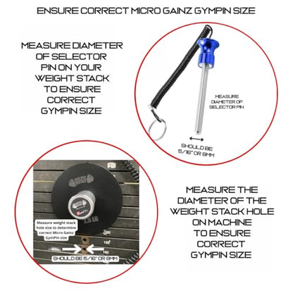Micro Gainz GymPin Weight Stack Extender Pin for Cable Machine & Home Gym, Designed for Weight Lifting & Strength Training Allowing Additional Olympic Weight Plates, Made in The USA