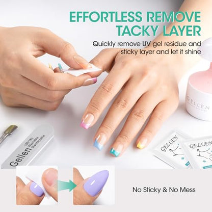 GELLEN Nail Cleanser Pads, 200 Pack Alcohol Prep Pads Individually Wrapped | Nail Cleanser Wipes Remove Tacky Residue, Lint-free Glossy Wipes for Acrylic/Builder/Gel Polish Travel for Perfect Manicure - size: 200PCS