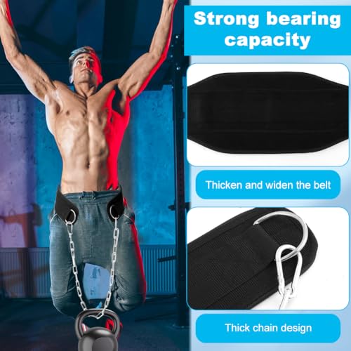 Dip Belt with 34in Heavy Duty Chain for Pull-Ups and Powerlifting | Weighted Dip Belt designed for stable and secure weighted workouts.550lbs - 650lbs Weight Capacity