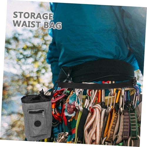 HEMOTON Climbing Chalk Bag with Zippered Pocket Anti-Slip Lightweight Waist Pouch for Rock Climbing Mountaineering Fitness Activities Stylish Gray Design