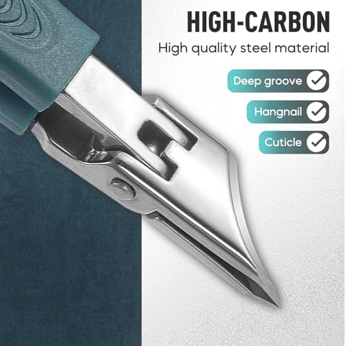4 PCS Set Wide Jaw Opening Anti Splash Slanted Nail Clipper, 2026 Upgrade Curved Toenail Clippers, Toe Nail Clippers for Thick Nails for Seniors Klipp, Heavy Duty Toenail Clipper Kit (Dark Green Set) - color: Dark Green Set