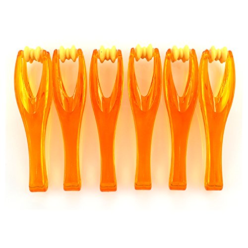 YPY 2 Pieces Orange Finger Joints Massager Hand Handheld Blood Circulation Tool Stress Relief Plastic Care Relax Double Rubber Roller Massage (2)