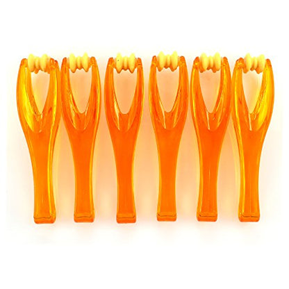 YPY 2 Pieces Orange Finger Joints Massager Hand Handheld Blood Circulation Tool Stress Relief Plastic Care Relax Double Rubber Roller Massage (2)