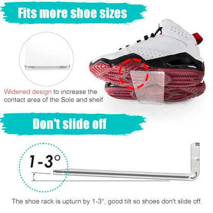 SIPRDE Floating Shoe Display Shelves for Wall Mount Set of 6 - Clear Acrylic Floating Shelves for Showcase Sneaker Collection or Shoes Box