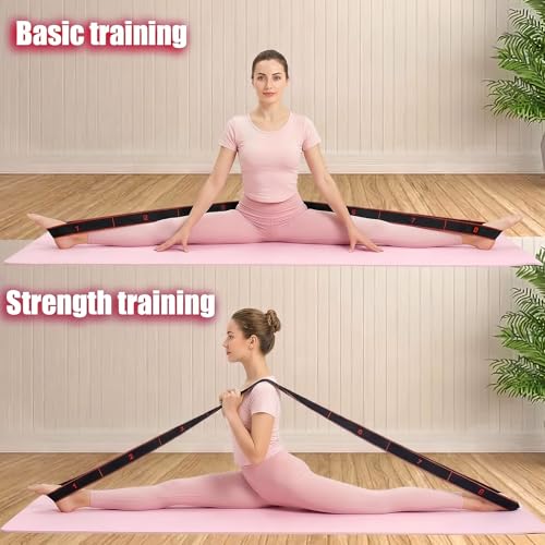 2PCS Fitness Resistance Band with Handles, Numbered 8 Segment Stretch Resistance Bands, Adjustable Stretching Exercise Band for Full Body Workout & Body Shaping - color: red+purple