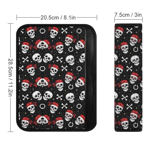 Universal Fit Seat Belt Shoulder Pad for Kids, Car Seats Pushchair Strollers High Chair Pushchair, 1 Pair Pirate Skulls Black Automotive Seat Belt Protector - color: Pattern 1251