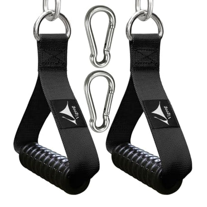 Heavy Duty Gym Exercise Handles Attachment for Cable Machine,Resistance Band,Pulley System Home Fitness Workout Equipment, with Elastic Rubber Grip and 2 Large Carabiners - color: Space Black xw