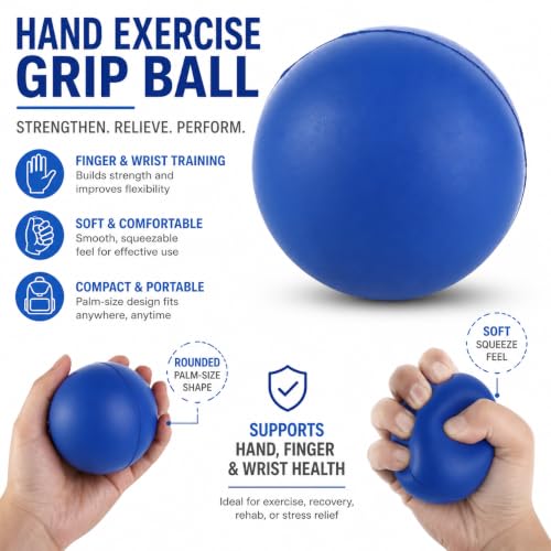 Hand Exercise Grip Ball, Finger Strengthener, Wrist and Hand Training Tool for Sports and Fitness - color: Blue