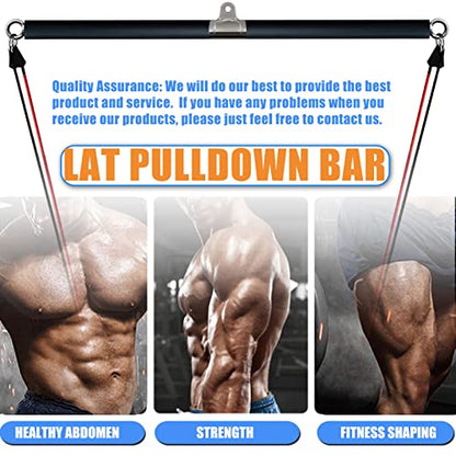 Non-Detachable LAT Pull Down Bar Cable Attachments for Gym, LAT Pulldown Attachments, Straight Bar, Resistance Band Bar for Weightlifting Workout - color: Long bar 1