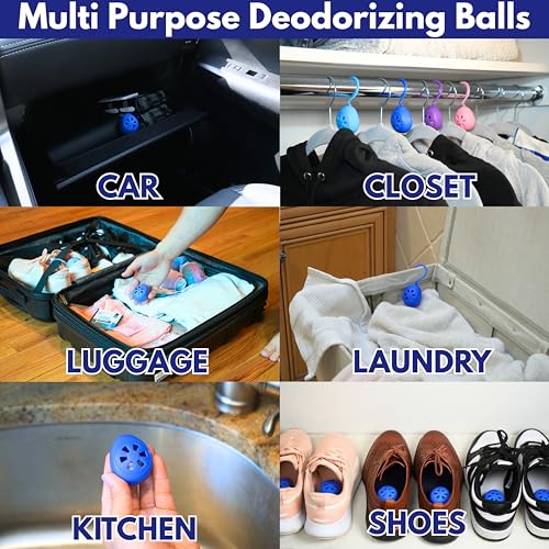 Air Jungles Shoe Deodorizer Balls 6 Ct, Ocean Scent | Odor Remover Balls for Sneakers, Gym Bags, Lockers, Closets, Hampers, and Drawers, Essential Oil Provides Natural Freshness - size: 6 Count (Pack of 1)