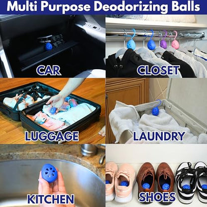 Air Jungles Shoe Deodorizer Balls 6 Ct, Ocean Scent | Odor Remover Balls for Sneakers, Gym Bags, Lockers, Closets, Hampers, and Drawers, Essential Oil Provides Natural Freshness - size: 6 Count (Pack of 1)