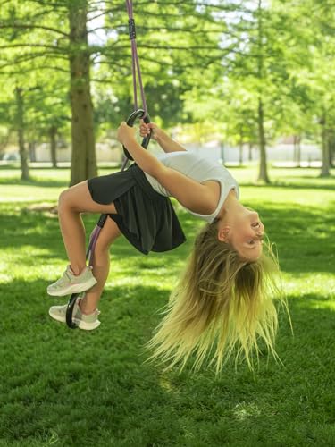 Slackers Deluxe Ninjaline Kit 56 ft with 9 Hanging Obstacles - Best Outdoor Ninja Warrior Training Equipment for Kids - Build Your Very Own Backyard Ninja Obstacle Course - Rated Ages 5+
