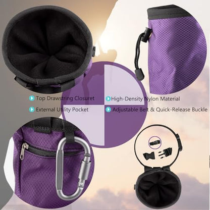 Outdoor Rock Climbing Bouldering Magnesium Powder Bag Quick Dry Waterproof Tightened Bag Gym Weightlifting Deadlift Yoga Multi Purpose Storage Bag with Metal Buckle（Purple）
